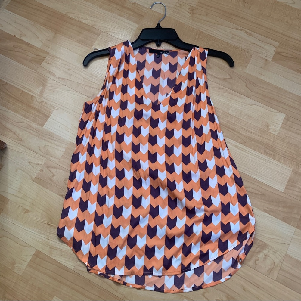 Ro&De Sleeveless Orange Purple White Pattern Top